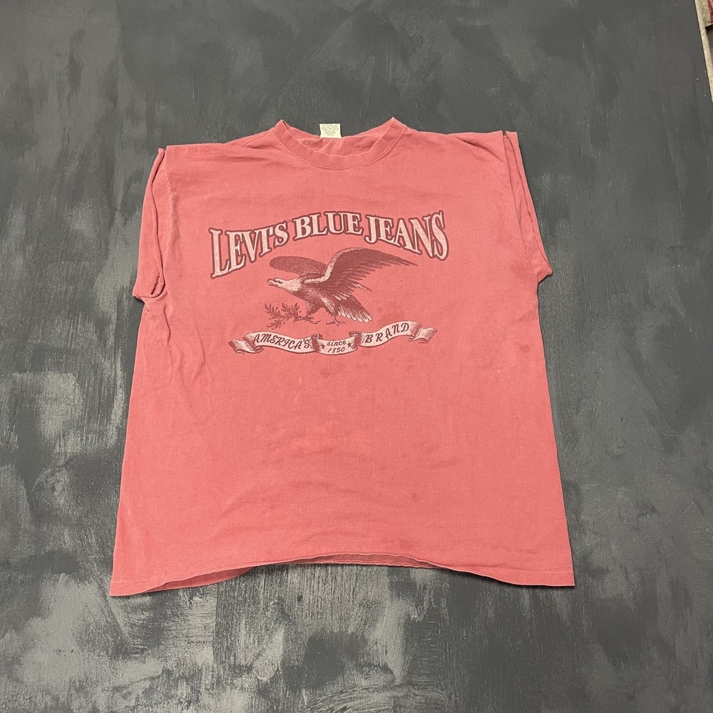 Vintage Eagle Graphic Sleeveless T-Shirt Men XL Red 1990s Levi's